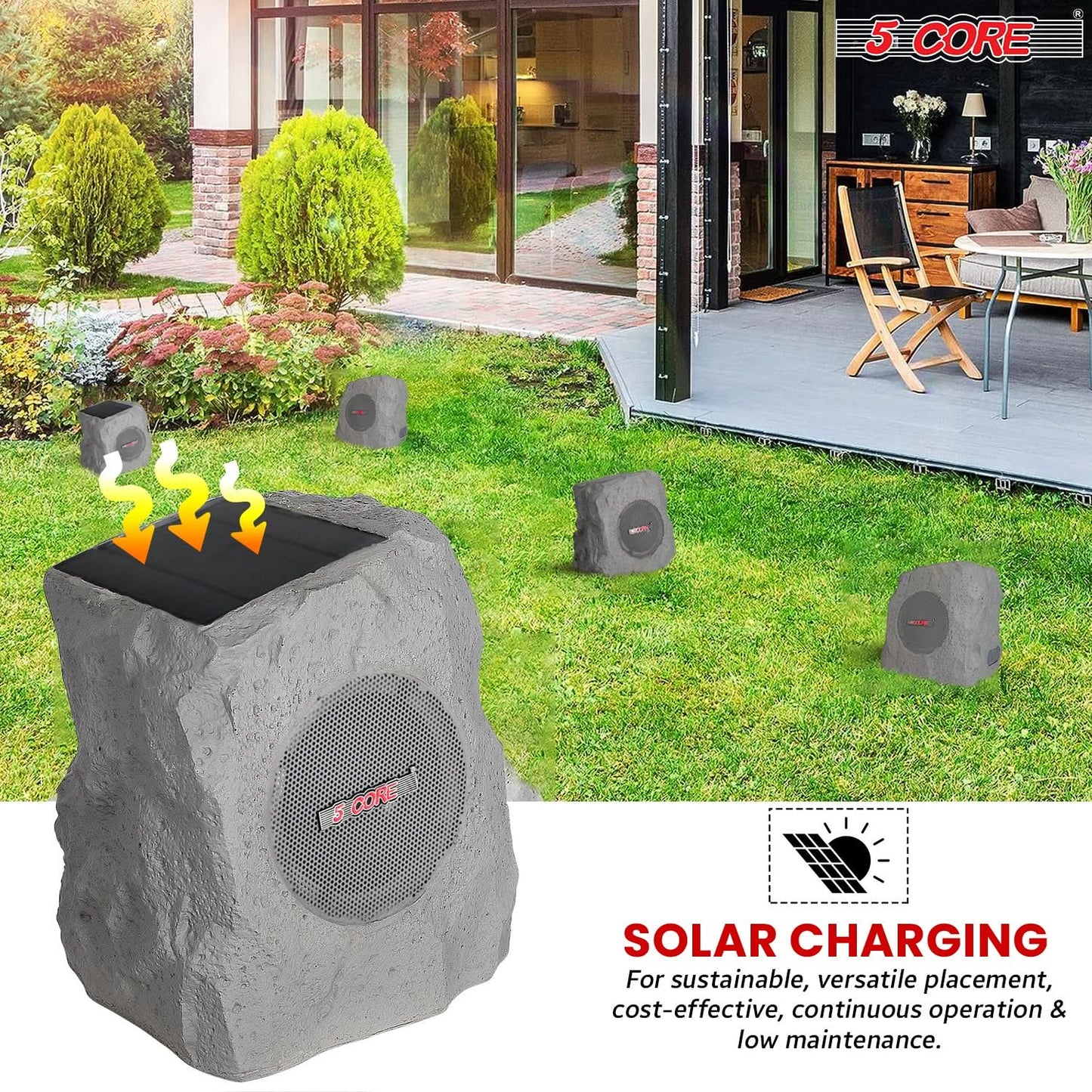 5Core Outdoor Wireless Speakers Bluetooth Rock Waterproof Linkable TWS