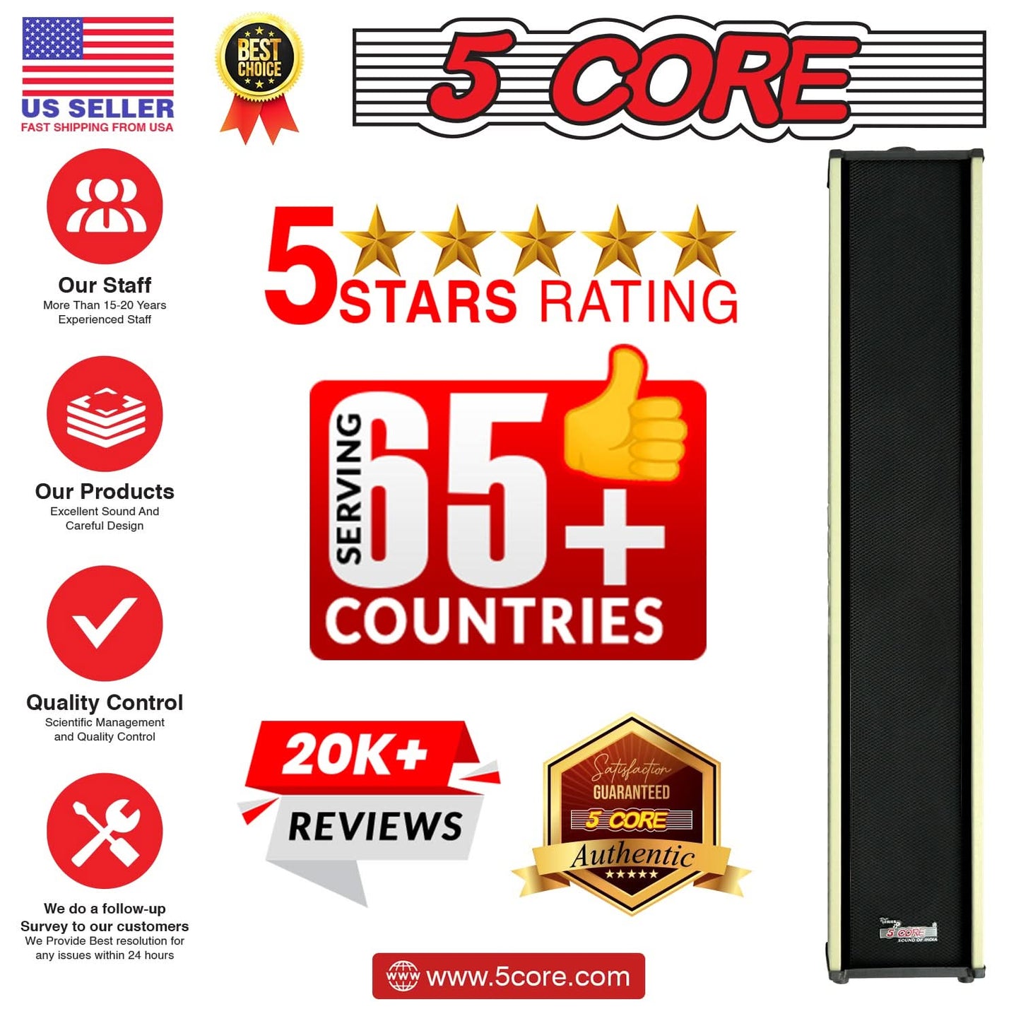 5Core Outdoor Speakers Stereo In Wall 300W Peak Passive Home Audio