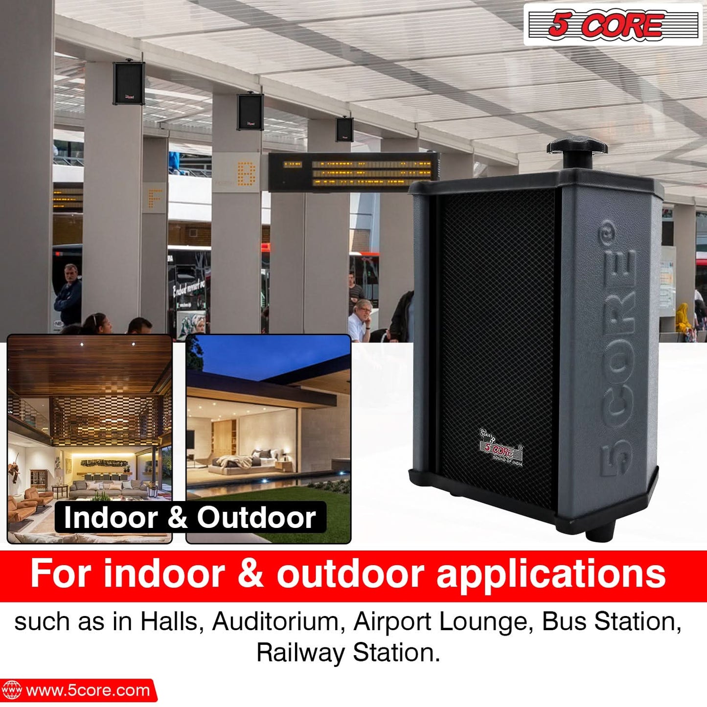5Core Outdoor Speakers Stereo In Wall 100W Peak Passive Home Audio