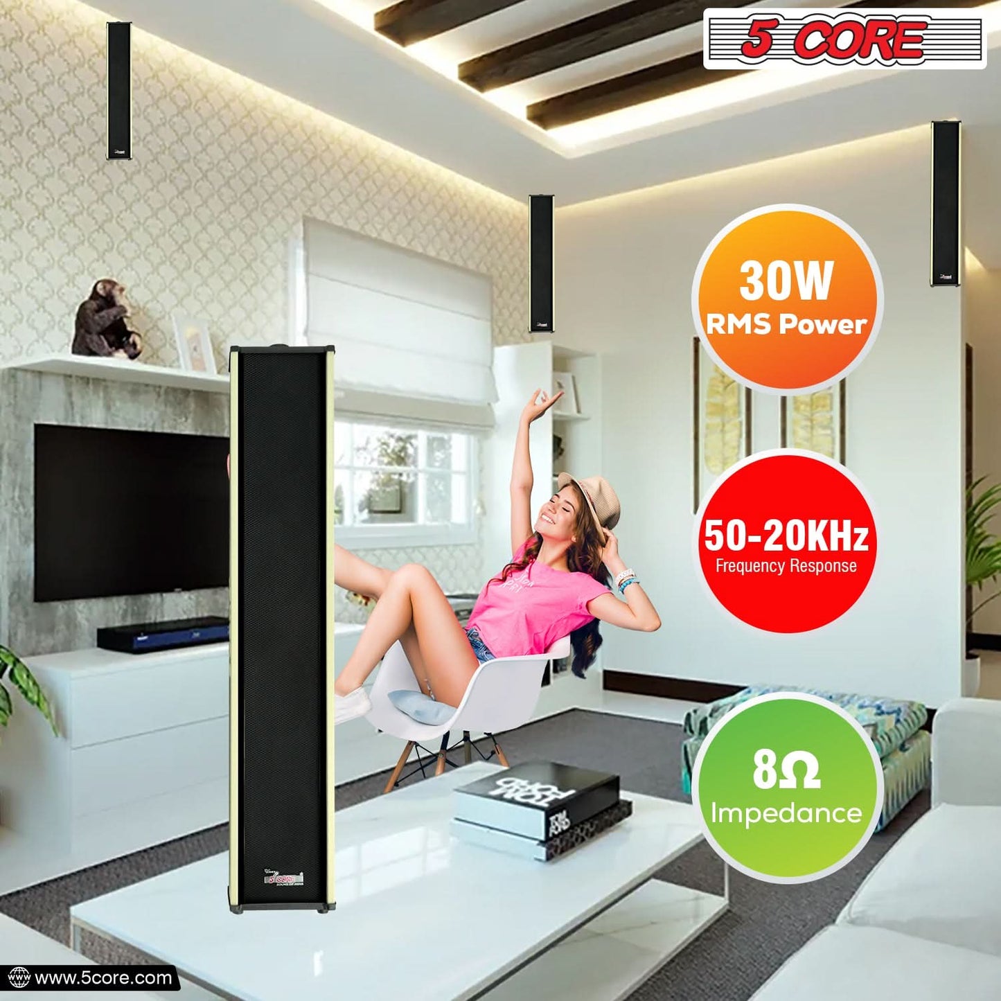 5Core Outdoor Speakers Stereo In Wall 300W Peak Passive Home Audio