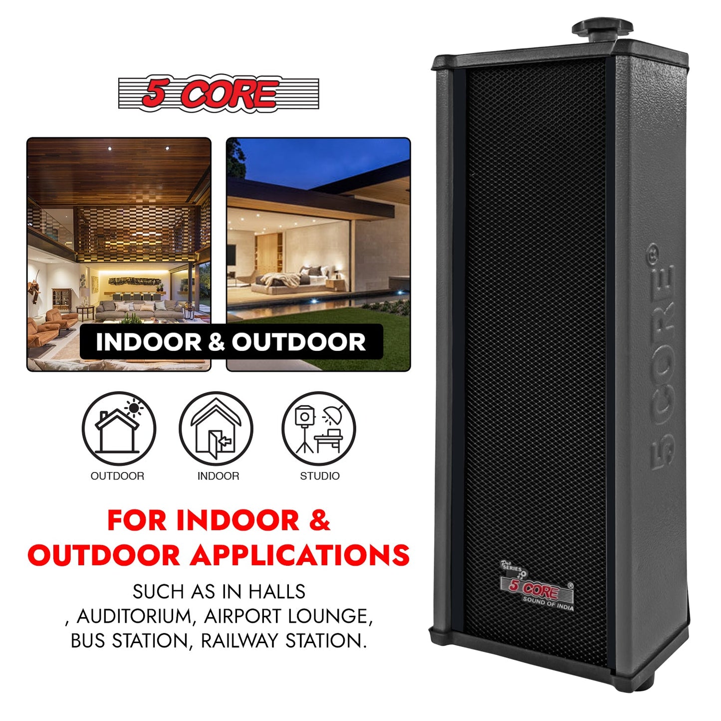 5Core Outdoor Speakers Stereo In Wall 100W Peak Passive Home Audio