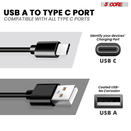 5 Core USB to USB C Cable 5 Pieces